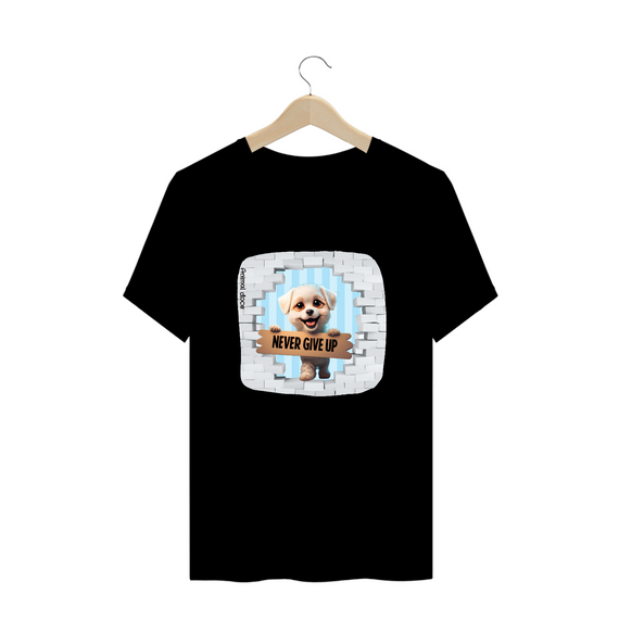 CAMISETA T-SHIRT PLUS SIZE DOG, NEVER GIVE UP