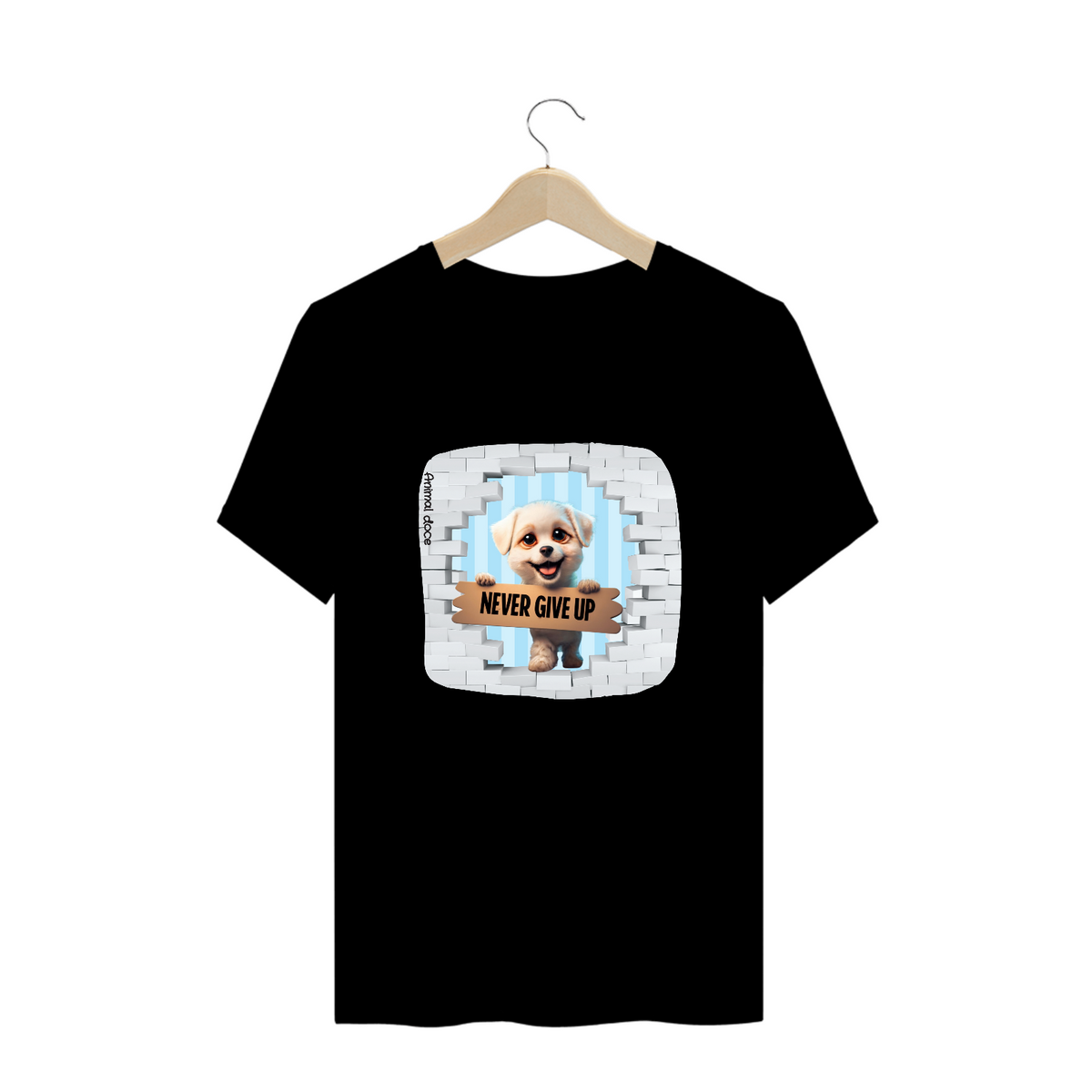 Nome do produto: CAMISETA T-SHIRT PLUS SIZE DOG, NEVER GIVE UP