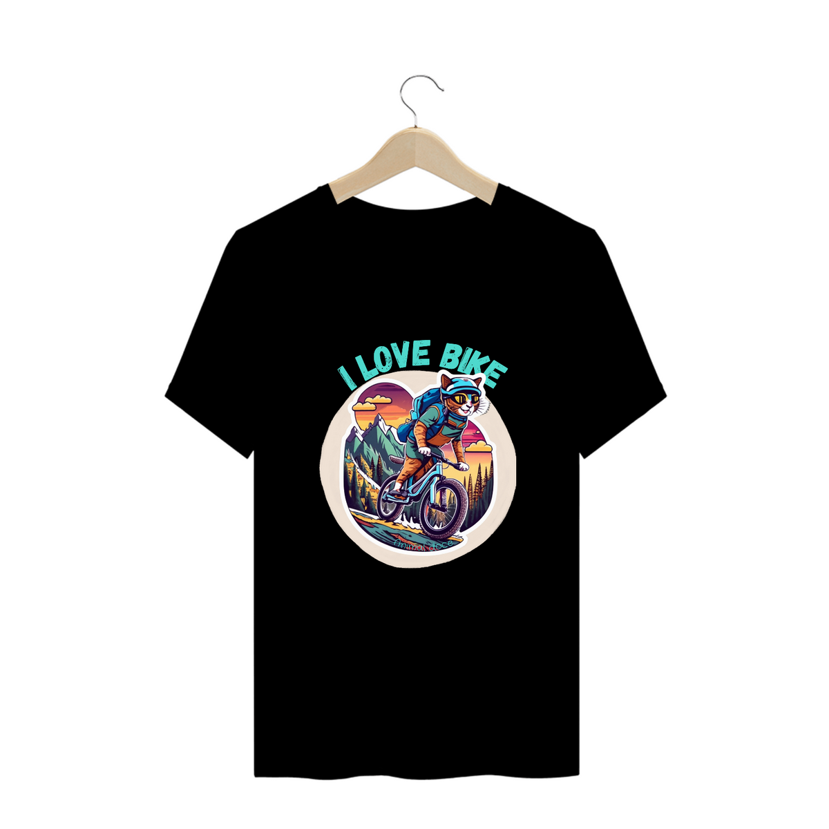 Nome do produto: CAMISETA T-SHIRT PLUS SIZE CAT, I LOVE BIKE