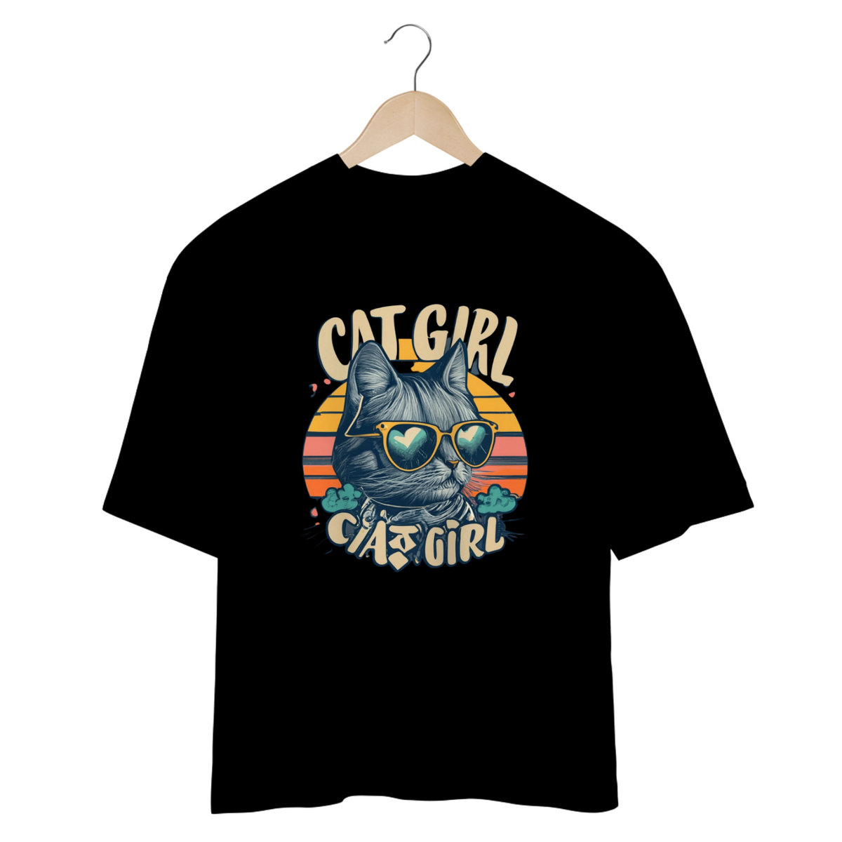 Nome do produto: CAMISETA OVERSIZED, CAT GIRL