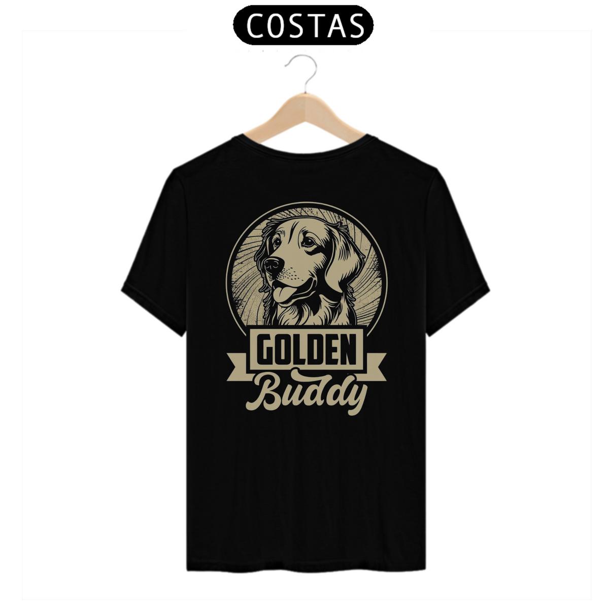 Nome do produto: CAMISETA T-SHIRT PRIME COSTAS DOG, GOLDEN BUDDY