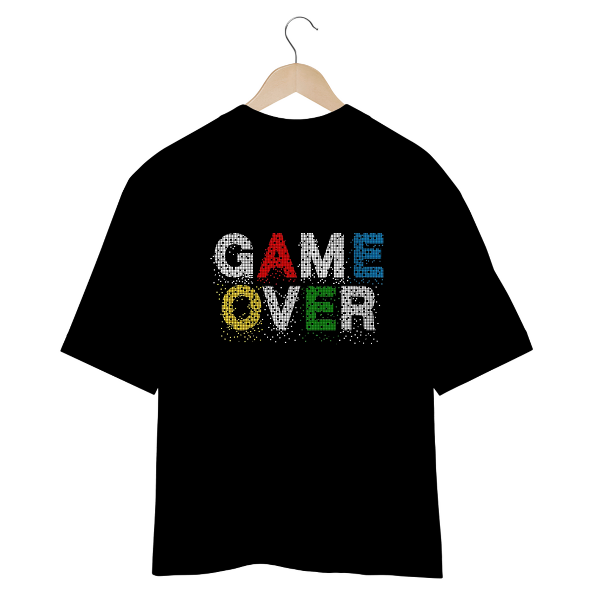 Nome do produto: CAMISETA OVERSIZED COSTAS, GAME OVER