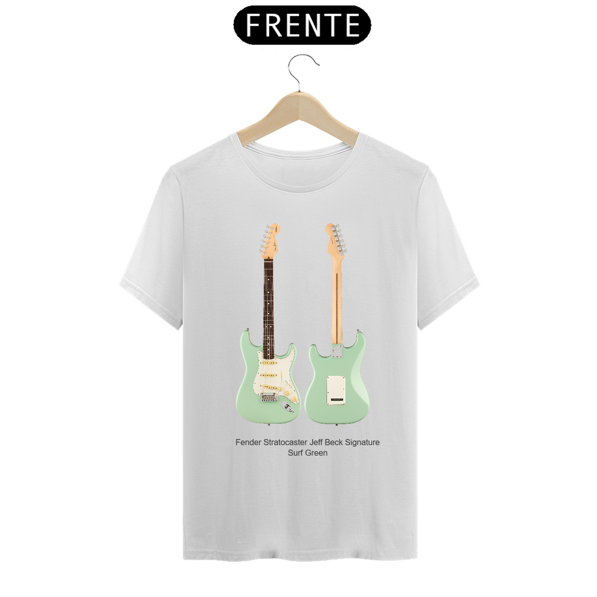 Nome do produto: T-Shirt Prime - Guitarra Fender Stratocaster Jeff Beck Signature Surf Green - Modelo 2