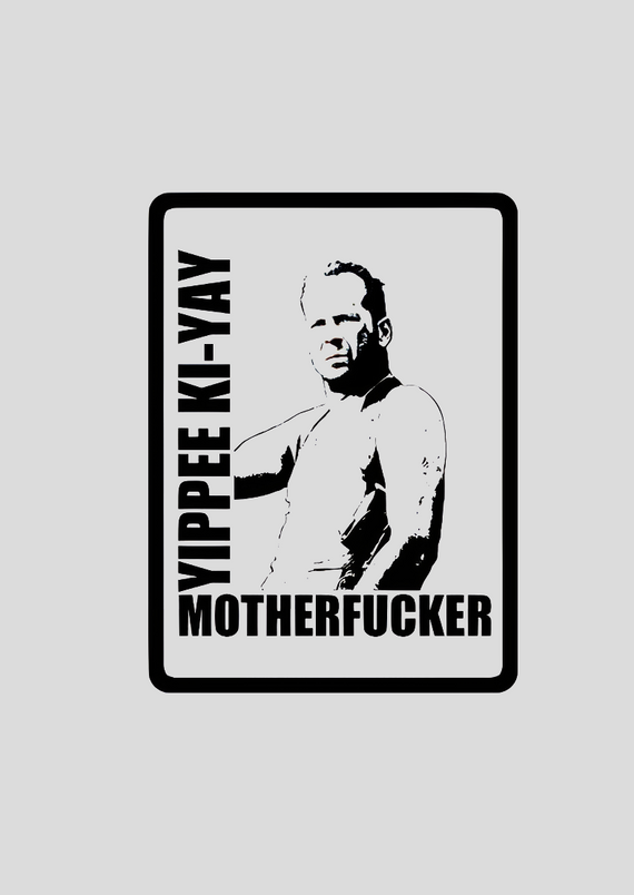 Poster Retrato - Die Hard 1 - Yippee Ki-Yay Motherfucker - Preto