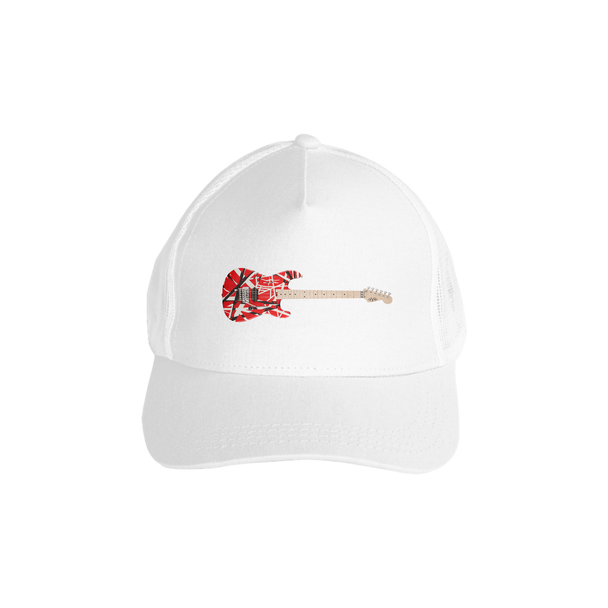Nome do produto: Boné Americano com Tela - Guitarra EVH Striped Series Red Black White