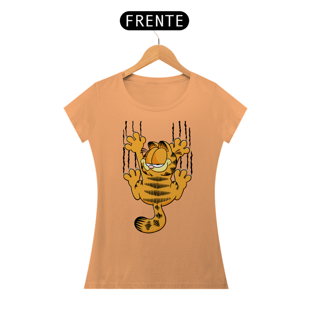 Nome do produto: Camiseta Baby Look Estonada - Garfield Agarradinho - Model 1
