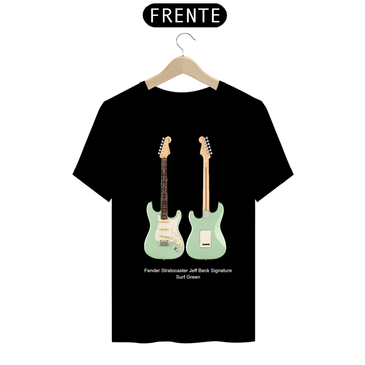 Nome do produto: T-Shirt Prime - Guitarra Fender Stratocaster Jeff Beck Signature Surf Green - Modelo 3