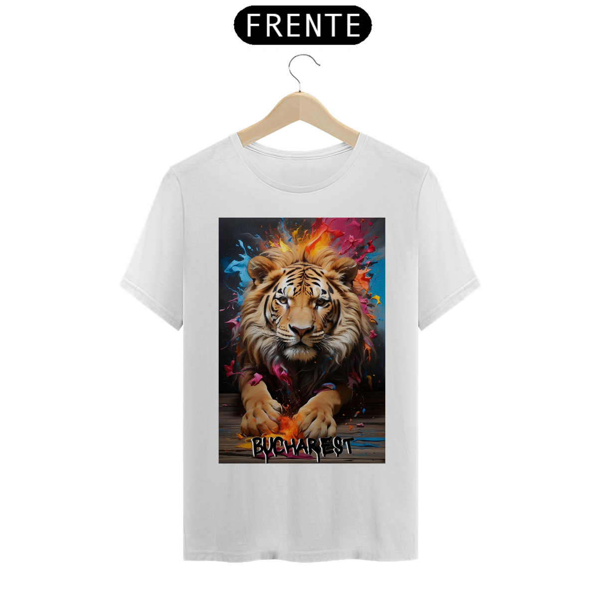 Nome do produto: CAMISETA UNISSEX -  tiger in an explosion of color