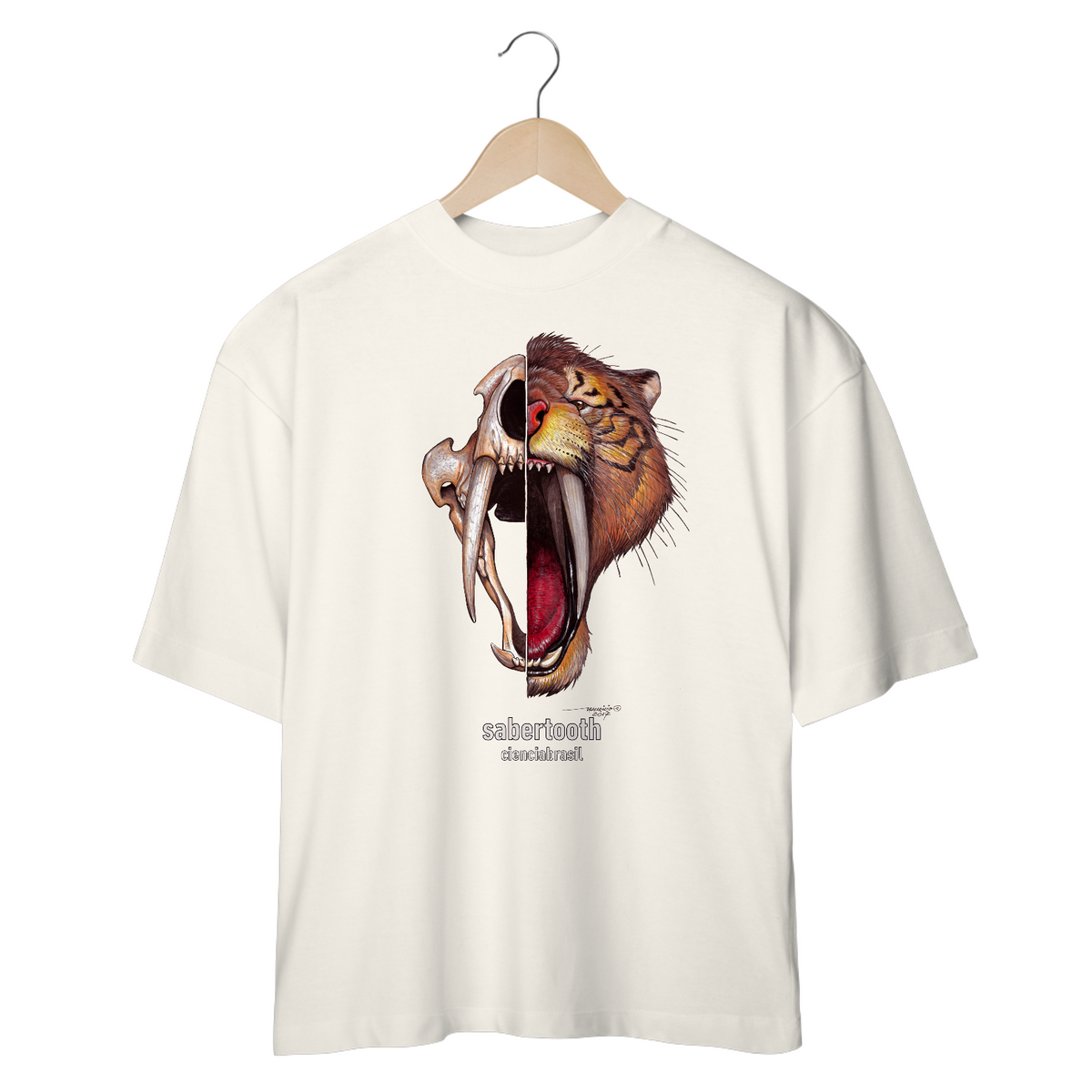 Nome do produto: T Shirt oversized tigre dentes-de-sabre