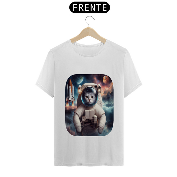 Camiseta Gato Astronauta no Espaço