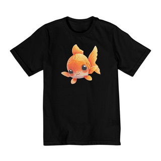 camiseta infantil peixe dourado brilhante	