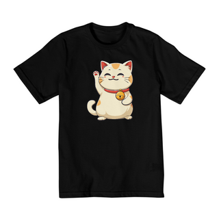 camiseta infantil gato maneki neko sortudo	