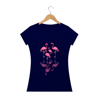 Nome do produtoCamiseta Feminina Baby Long Família Flamingo