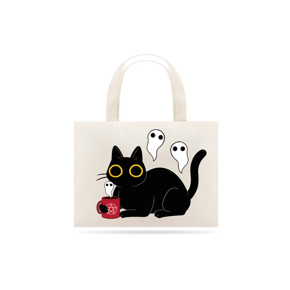 Nome do produto: Eco Bag - Gato Preto Fantasminhas