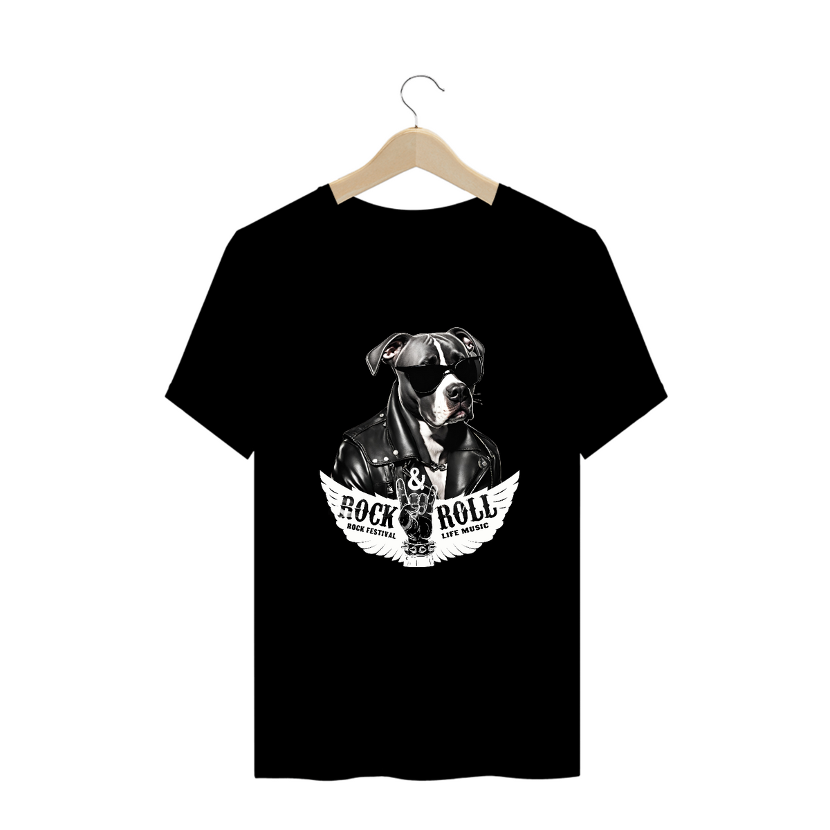 Nome do produto: T-SHIRT PLUS SIZE PITBULL ROCK\'N ROLL 23039MDP