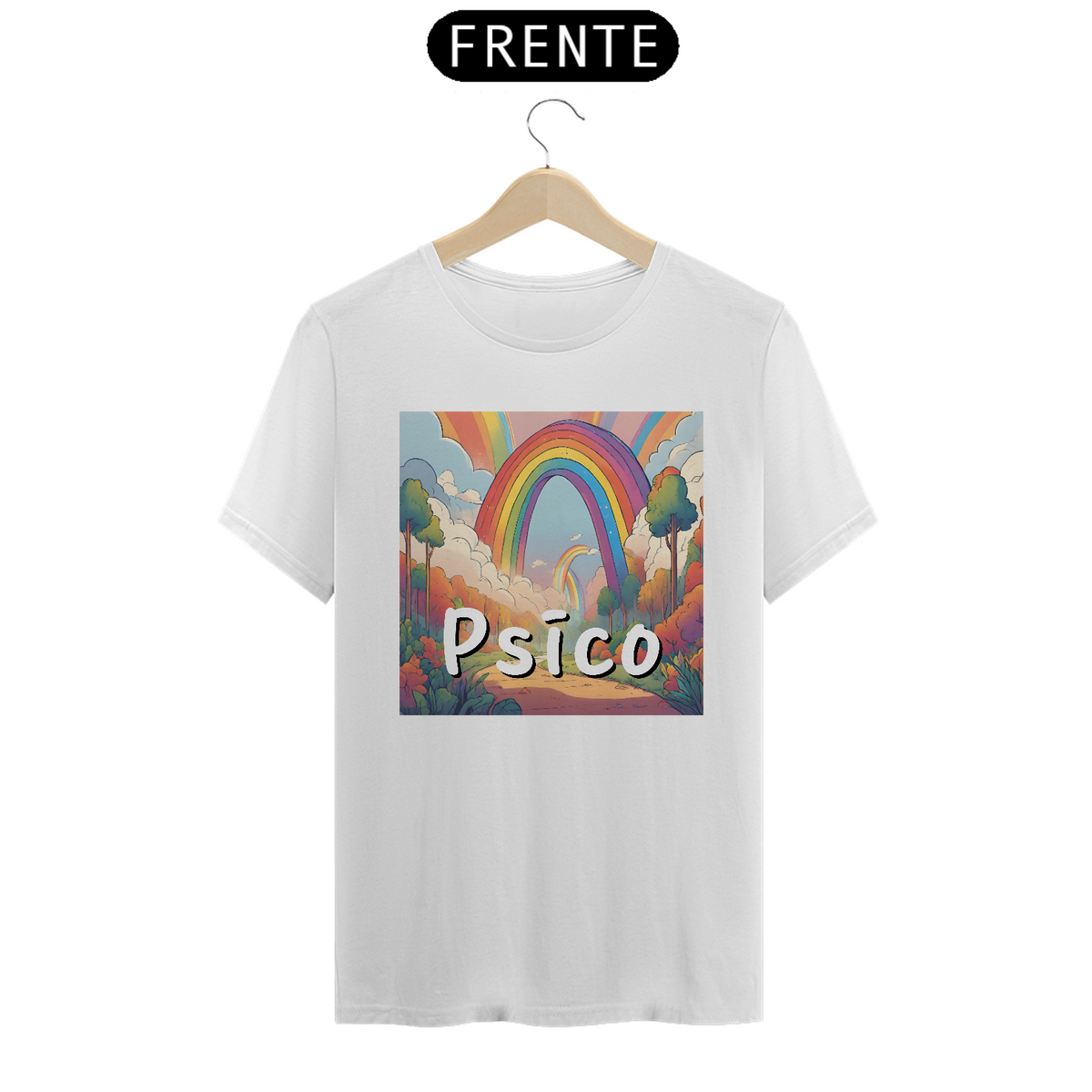 Nome do produto: Psico | Paisagem arco íris - Camiseta Básica 