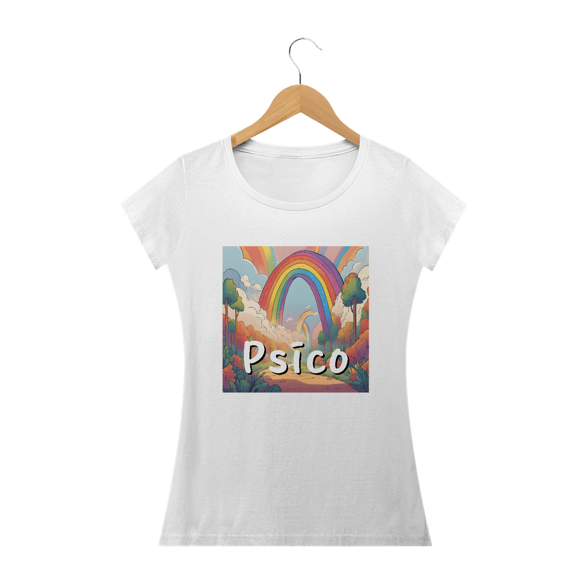 Nome do produto: Psico | Paisagem arco íris - Camiseta Básica baby long
