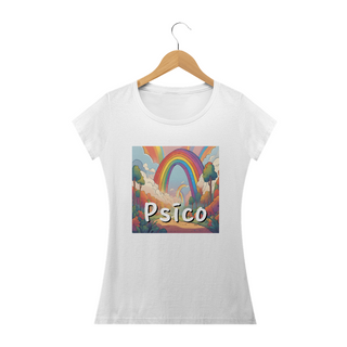Nome do produtoPsico | Paisagem arco íris - Camiseta Básica baby long