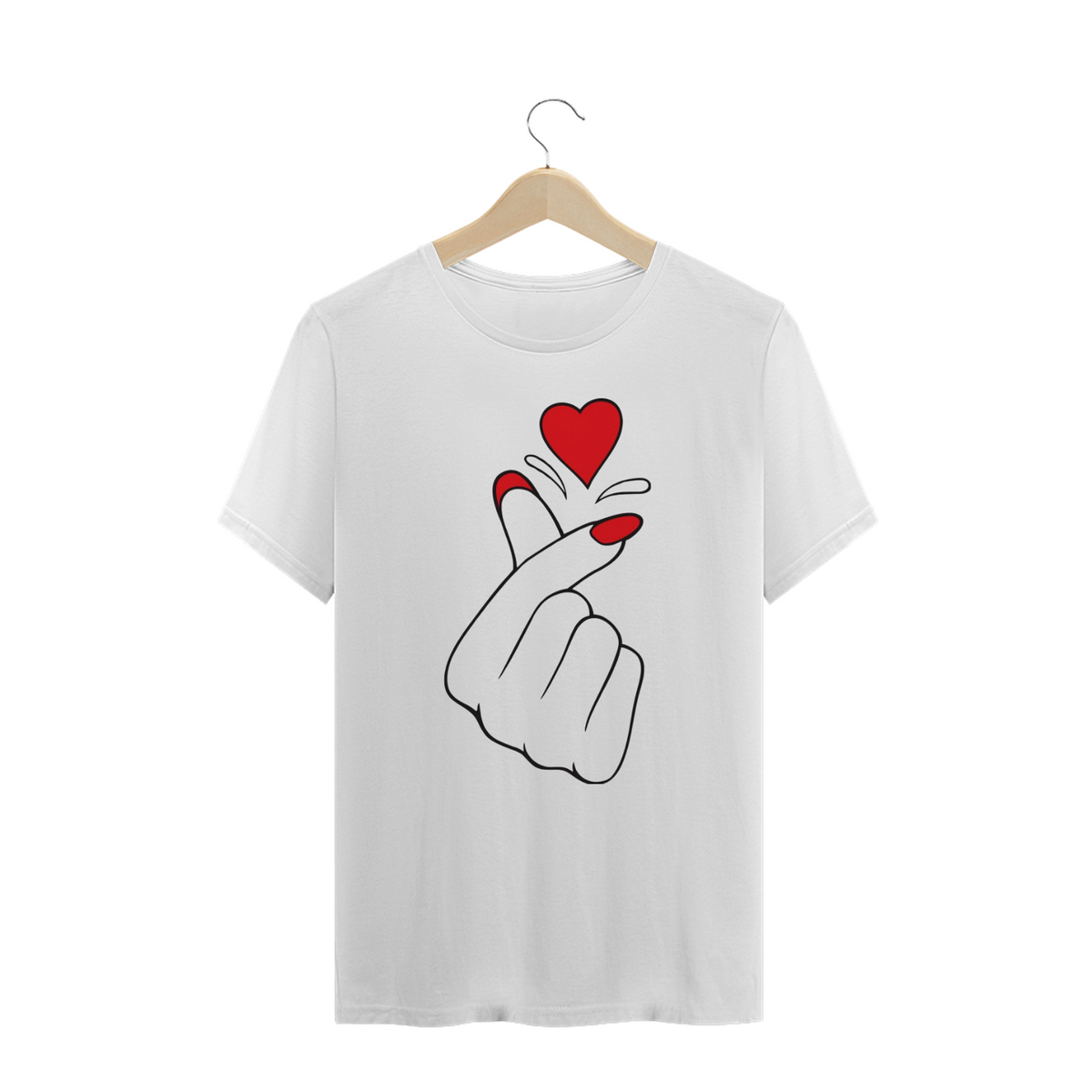 Nome do produto: T-shirt Quality Plus Size - Dedo da Cor do Coração