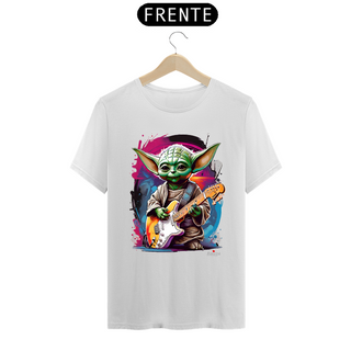 Nome do produtoCamiseta Premium Baby Yoda Guitarrista