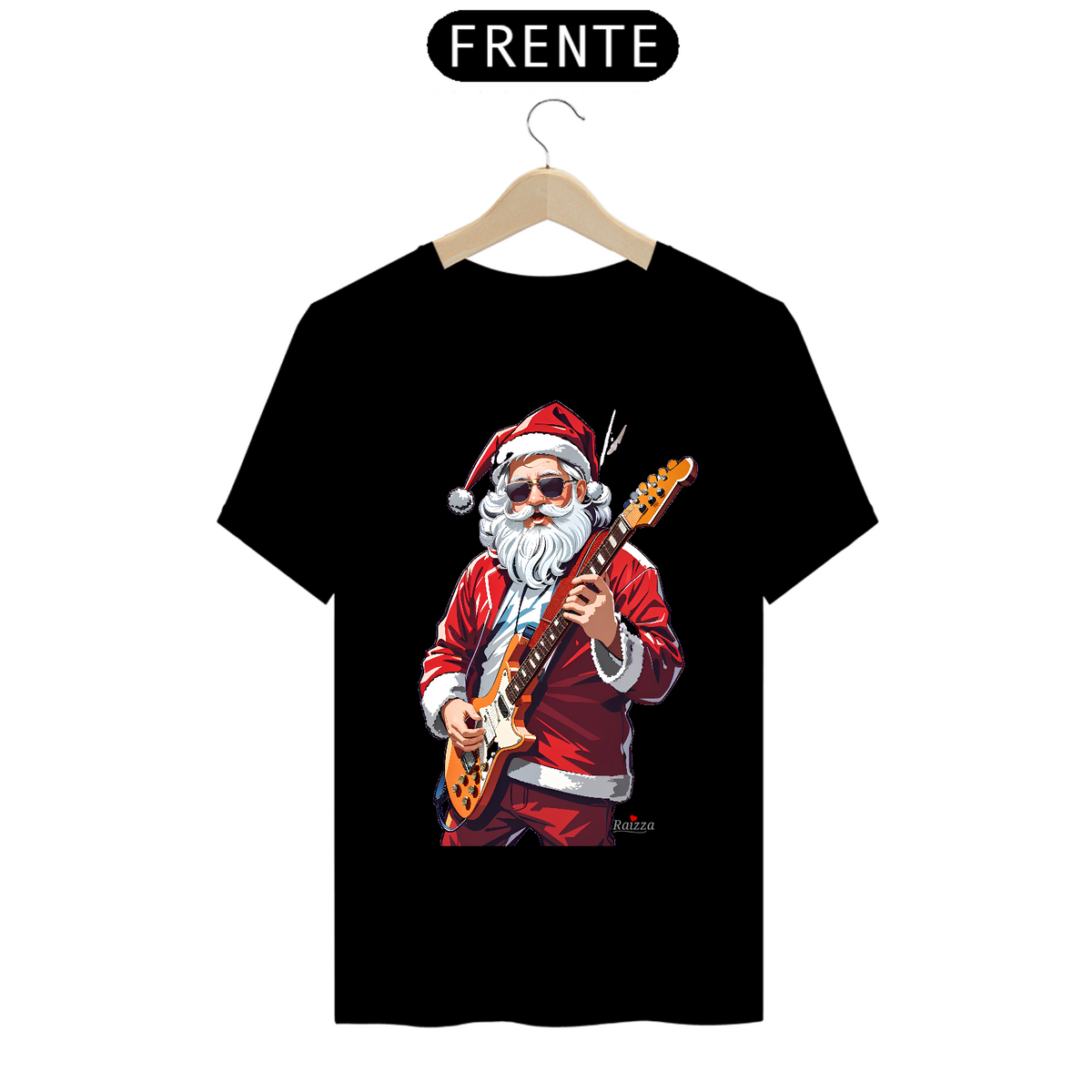 Nome do produto: Camiseta Premium Papai Noel Guitarrista