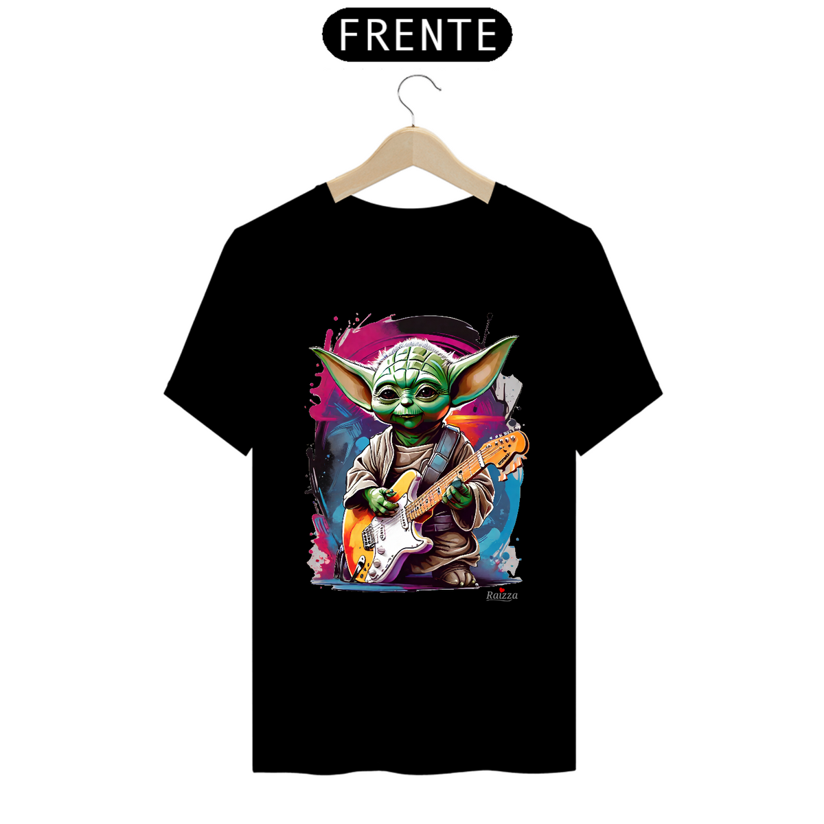 Nome do produto: Camiseta Premium Baby Yoda Guitarrista