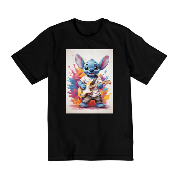 Camiseta Infantil Premium Stitch Guitarrista