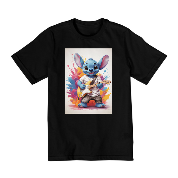 Camiseta Infantil Stitch Guitarrista