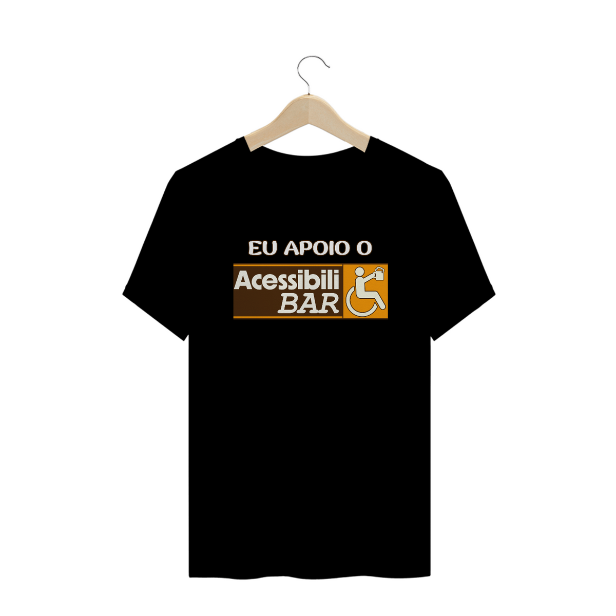 Nome do produto: Camiseta plus size - Eu Apoio o AcessibiliBAR (Escura)