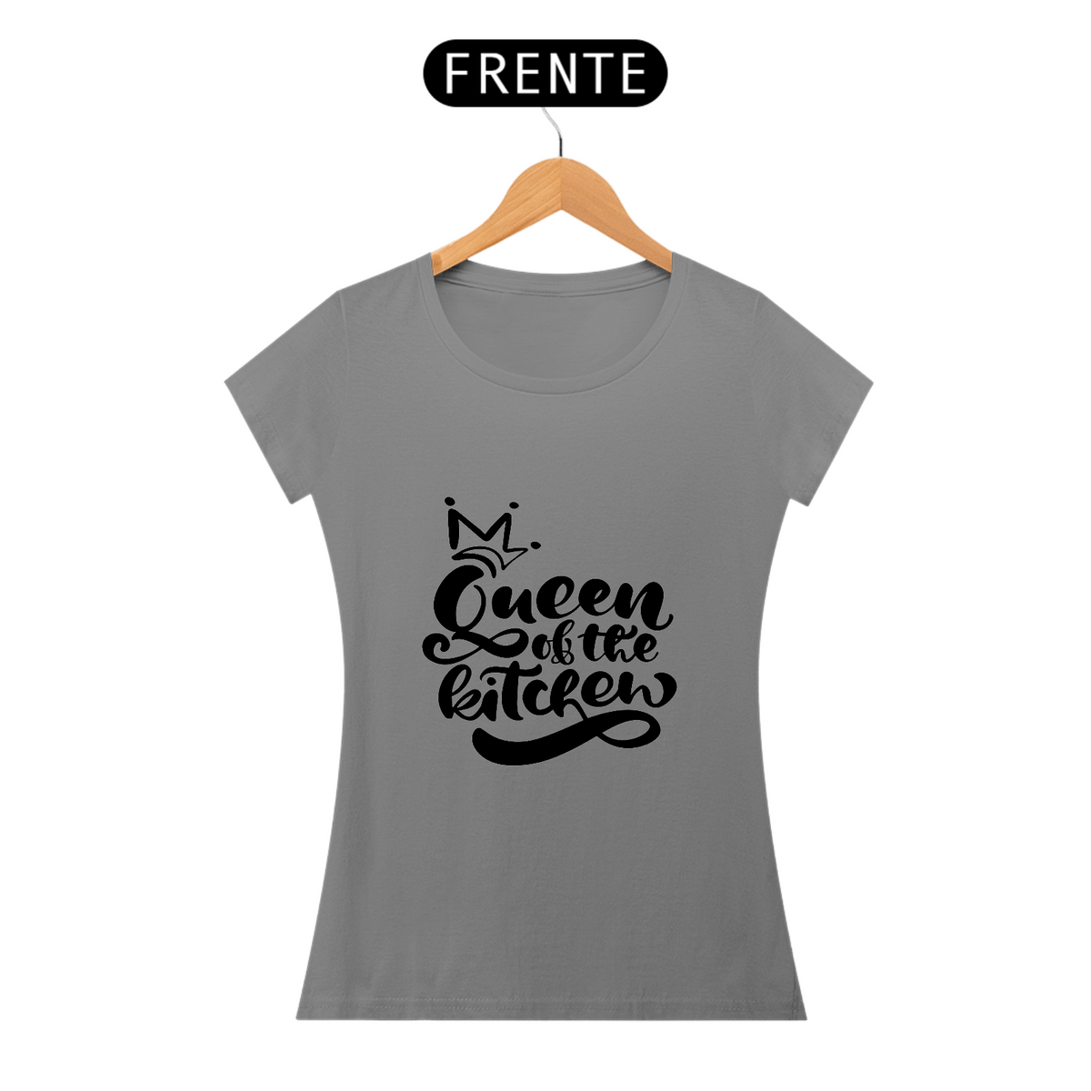 Nome do produto: Camiseta Baby long Queen of the kitchen (letra preta)