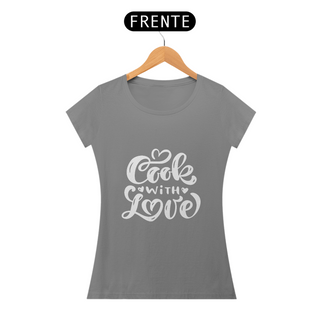 Camiseta Baby long Cook with love (letra branca)