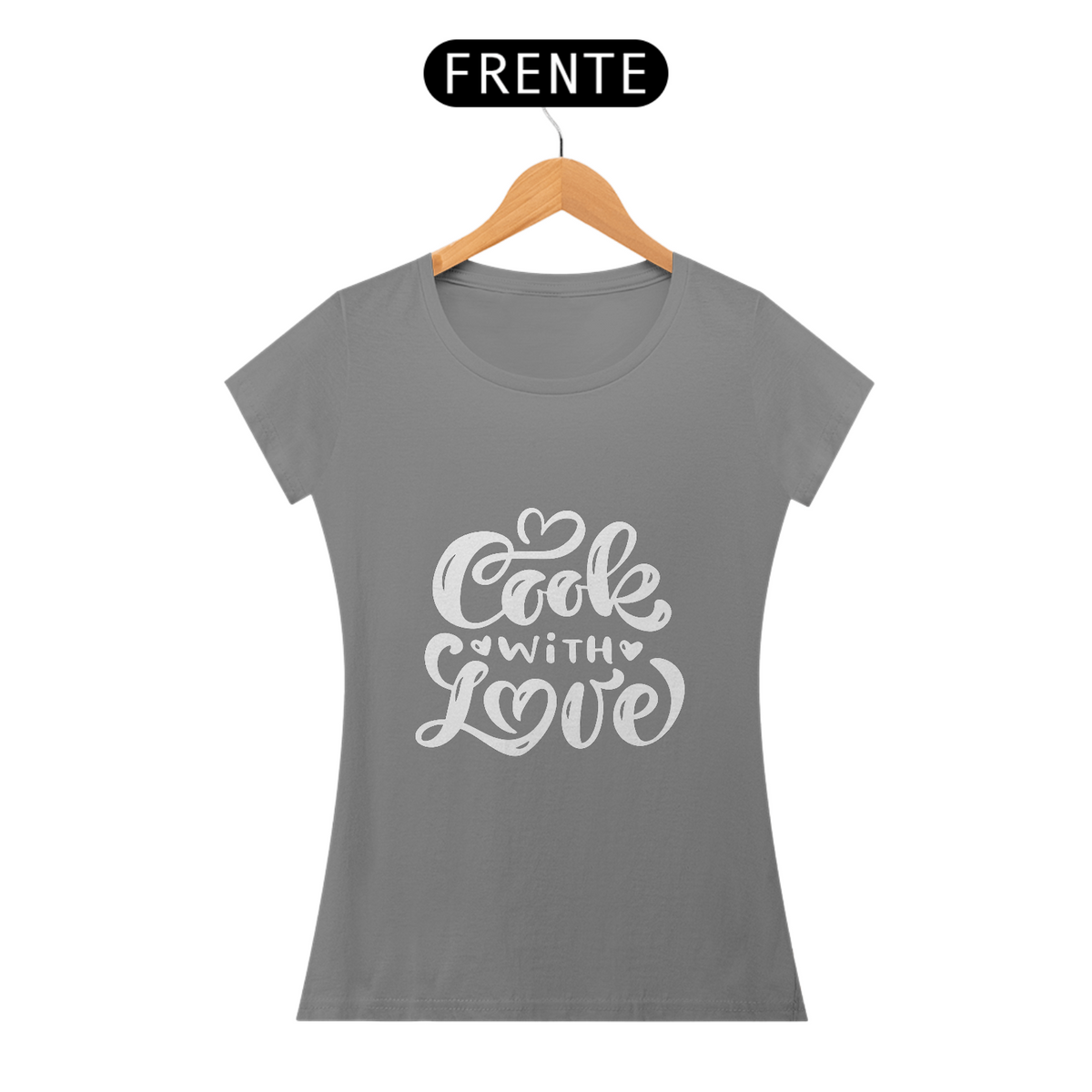 Nome do produto: Camiseta Baby long Cook with love (letra branca)