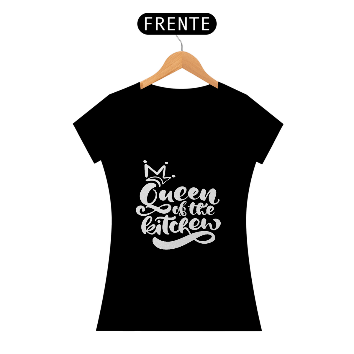 Nome do produto: Camiseta Baby long Queen of the kitchen (letra branca)