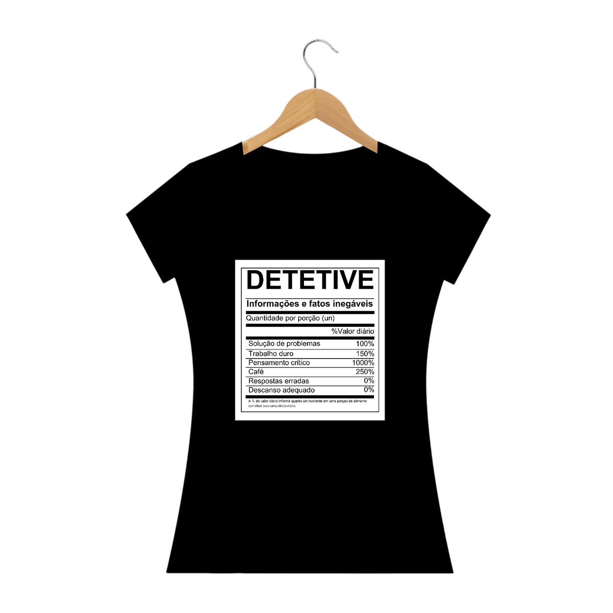 Nome do produto: Camiseta feminina informações e fatos detetive