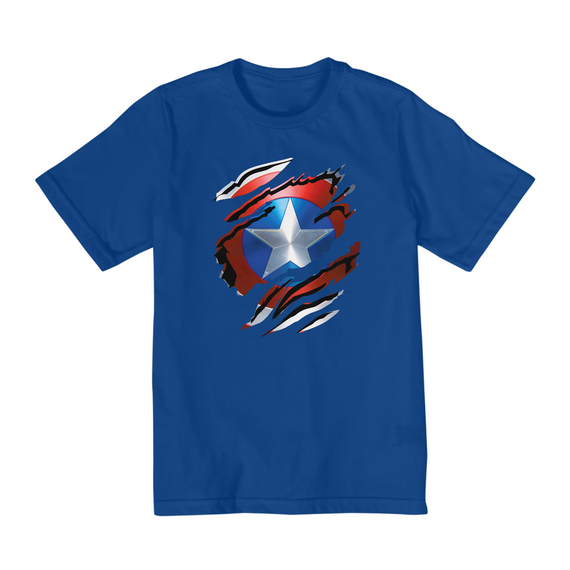 Camiseta Infantil - Unissex - 2 à 8 anos - Capitão América