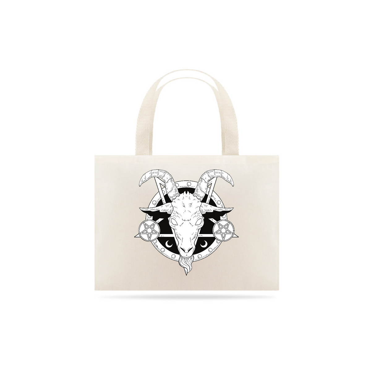 Nome do produto: Ecobag de Baphomet com pentagramas invertidos bode