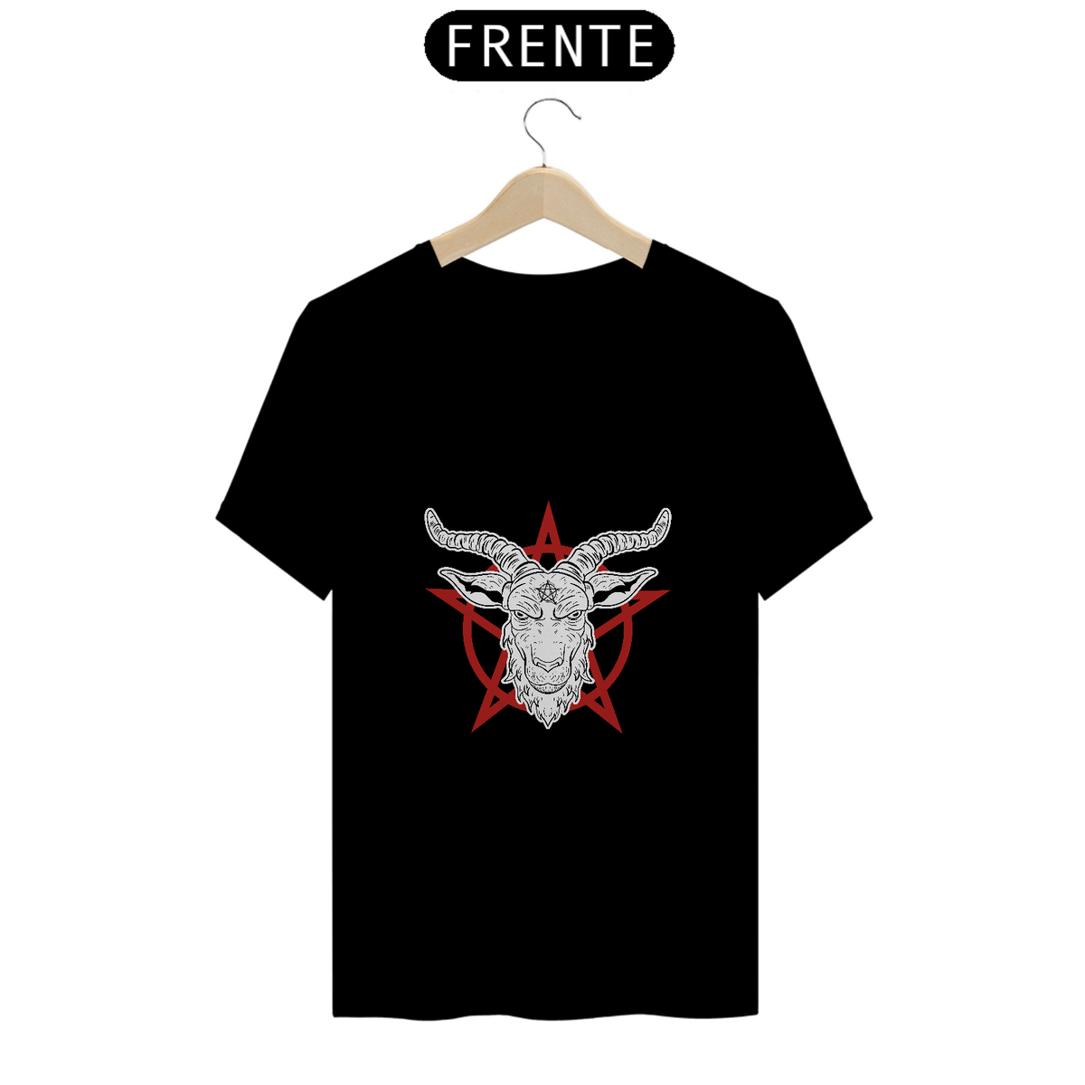 Nome do produto: Camiseta bode branco com pentagrama