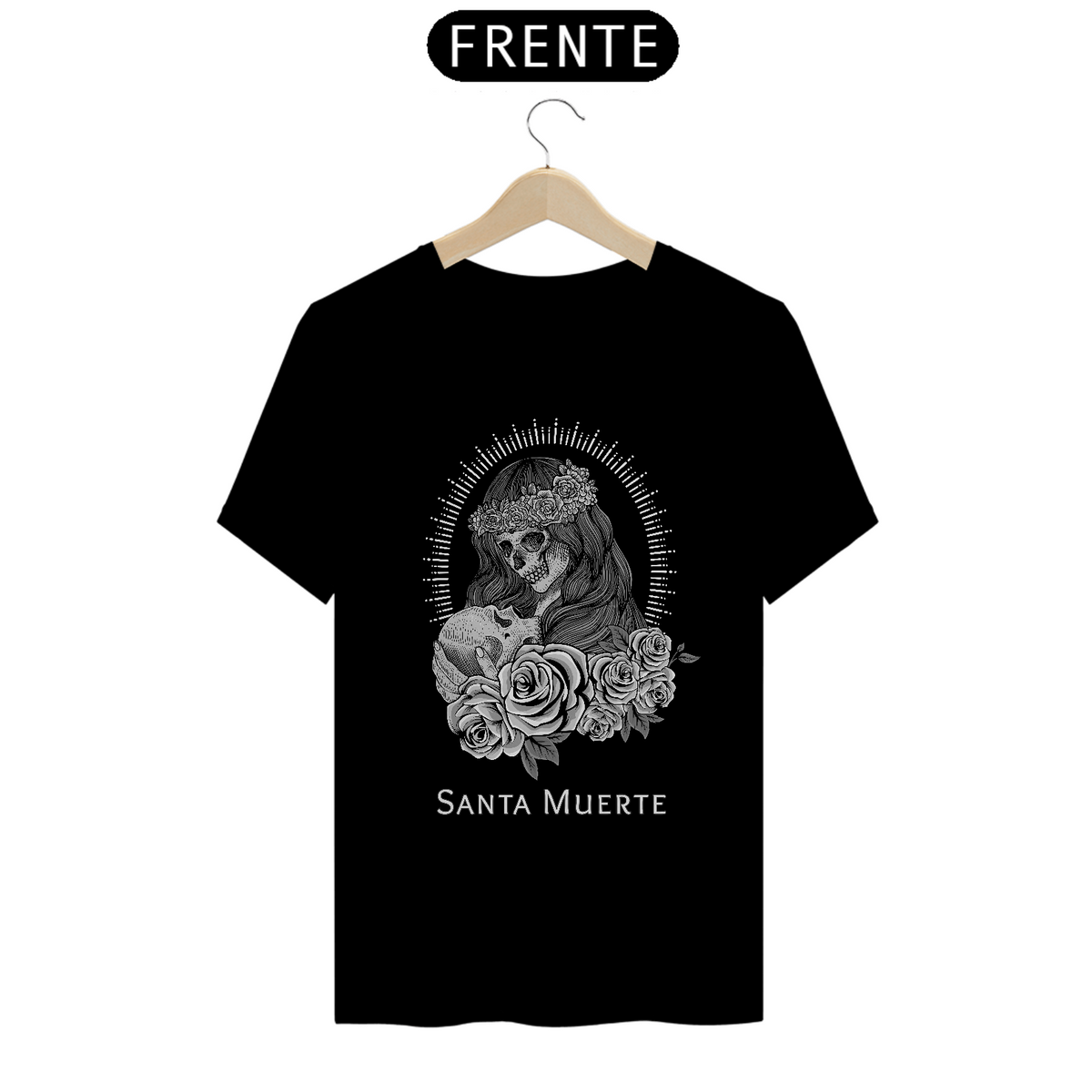 Nome do produto: Camiseta Santa Muerte Cinza