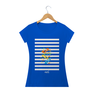 Nome do produtoCamiseta Baby Long Clássica Feminina - Carnaval Azul e Branca