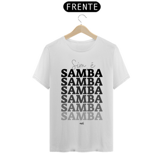 Nome do produtoCamiseta Clássica Masculina - Sim é Samba Degradê