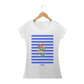 Nome do produtoCamiseta Baby Long Clássica Feminina - Carnaval Branca e Azul