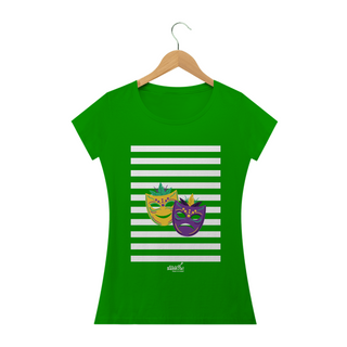 Nome do produtoCamiseta Baby Long clássica Feminina - Carnaval Verde e Branca