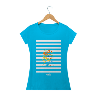 Nome do produtoCamiseta Baby Long Clássica Feminina - Carnaval Azul e Branca