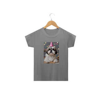 Shih-tzu Aniversariante Camiseta Infantil Classic - animais cachorro pet cachorrinho fofo