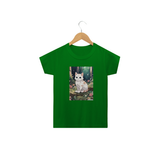 Gatinho Fofo na Floresta Camiseta Infantil Classic - gato pet fofo