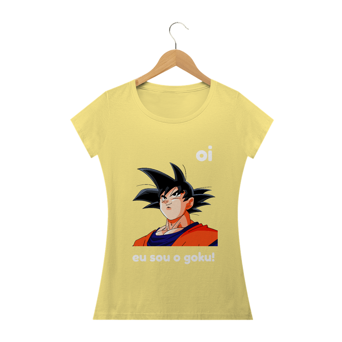 Nome do produto: camiseta feminina estonada \'\' oi eu sou o goku \'\'