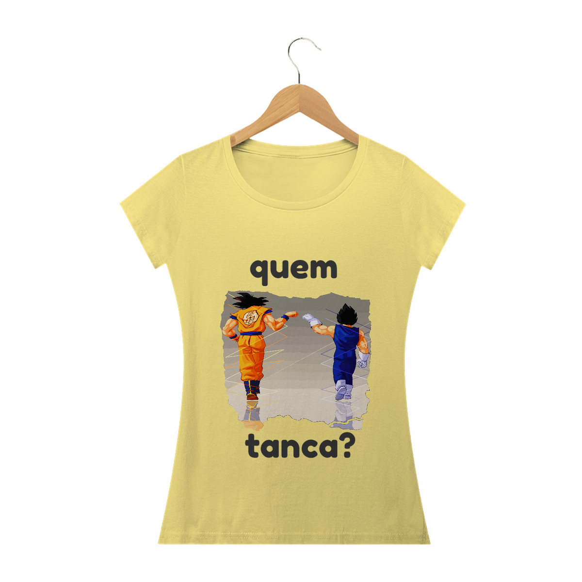 Nome do produto: camiseta feminina estonada goku e vegeta \'\' quem tanca? \'\'