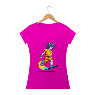 camiseta feminina goku skaetboard