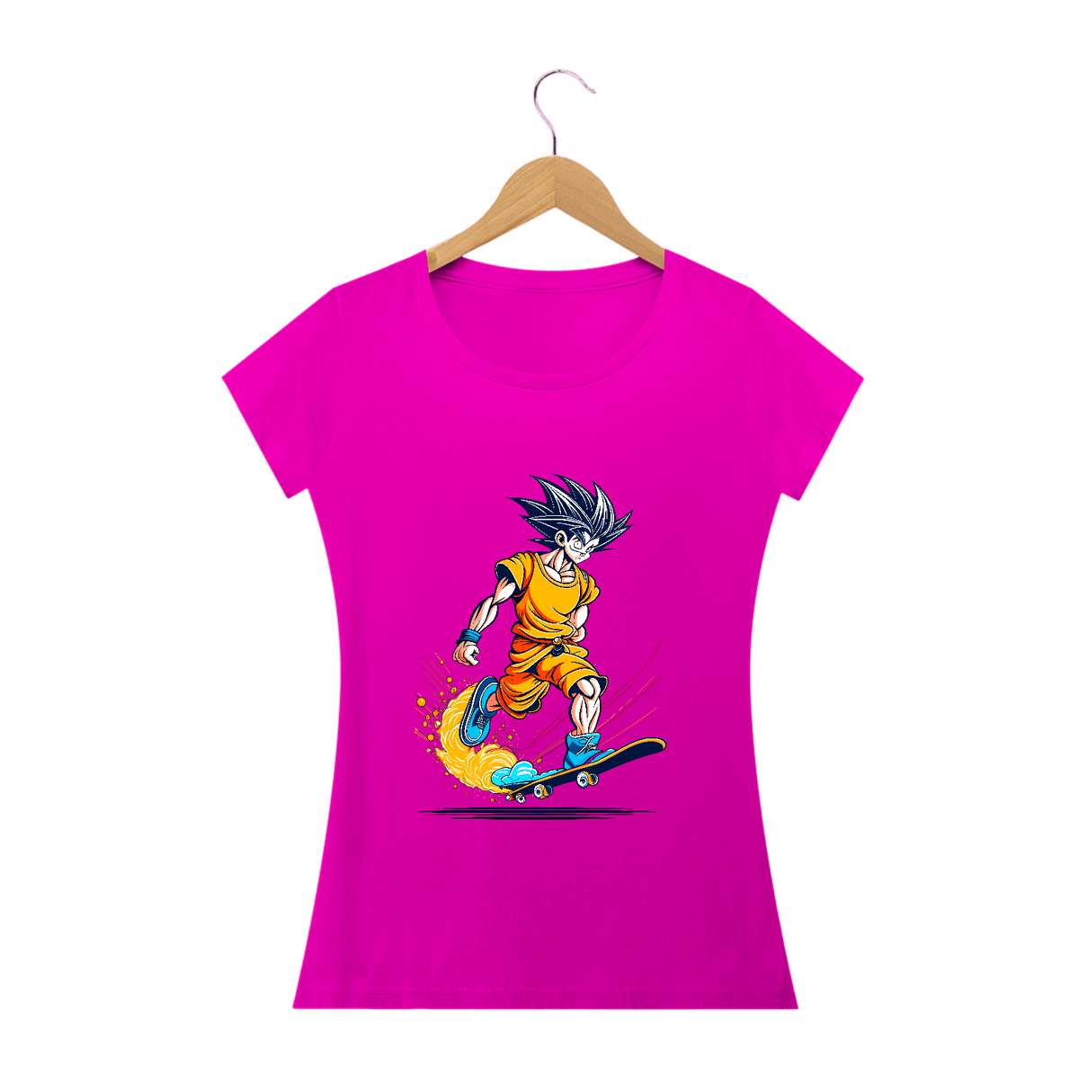 Nome do produto: camiseta feminina goku skaetboard