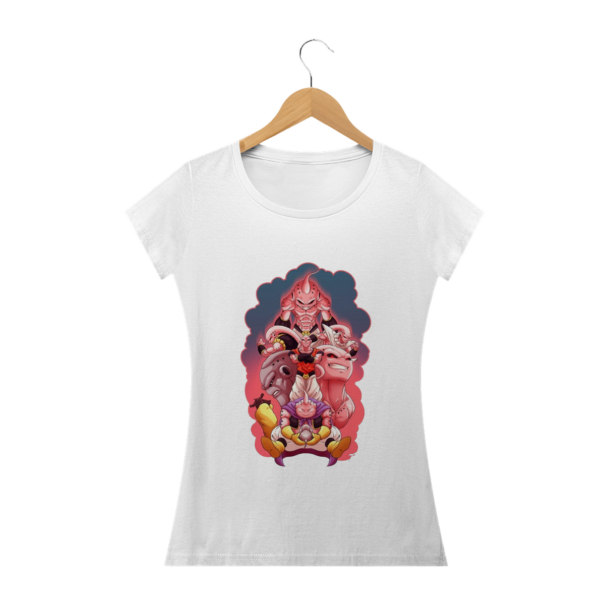 Nome do produto: Camiseta Feminina Dragon Ball - Majin Boo fases